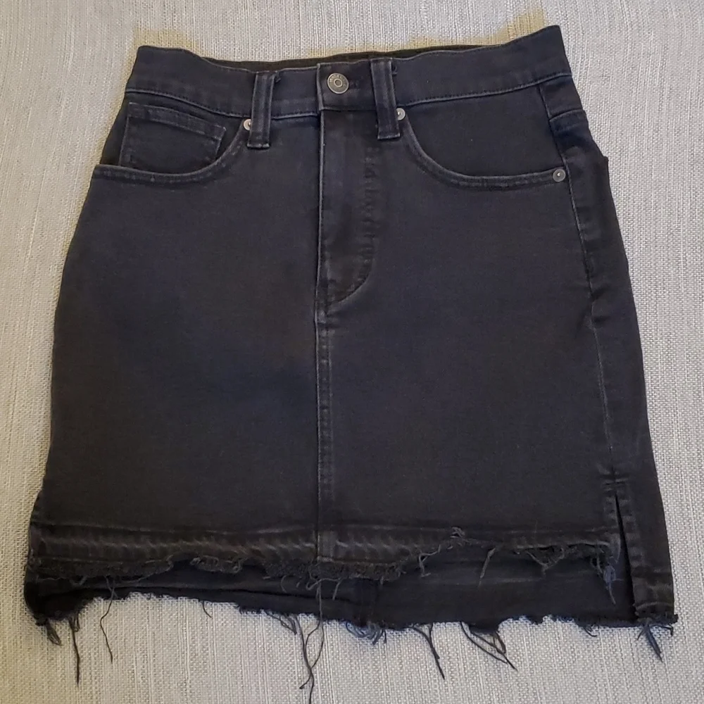 MADEWELL Stepped Hem Raw Edge Denim Skirt 00